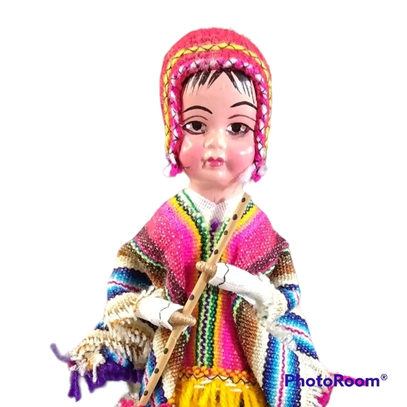 Vintage Peruvian flute player doll - Picture 6 of 6